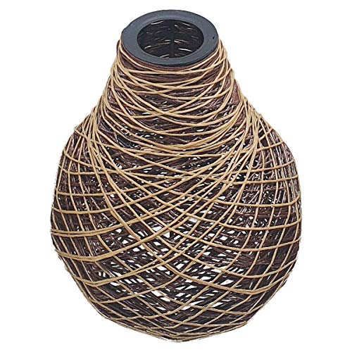 Bamboo Rattan Wicker Handmade Easy Fit Lampshade Retro Industrial Ceiling Lighting Shade Hanging Pendant Shade Light Fixture for Kitchen Dining Room Lights E27 + Free Reducer Plate (Vase) 1 Bamboo Rattan Wicker Handmade Easy Fit Lampshade Retro Industrial Ceiling Lighting Shade Hanging Pendant Shade Light Fixture for Kitchen Dining Room Lights E27 + Free Reducer Plate (Vase)