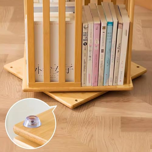 Bamboo Revolving Bookcase, Versatile Revolving Bookcase, Corner Shelf Floor Standing Book Storage Rack, 360° Rotating Bookshelf Tower for Bedroom Classroom 4 Bamboo Revolving Bookcase, Versatile Revolving Bookcase, Corner Shelf Floor Standing Book Storage Rack, 360° Rotating Bookshelf Tower for Bedroom Classroom - Image 4