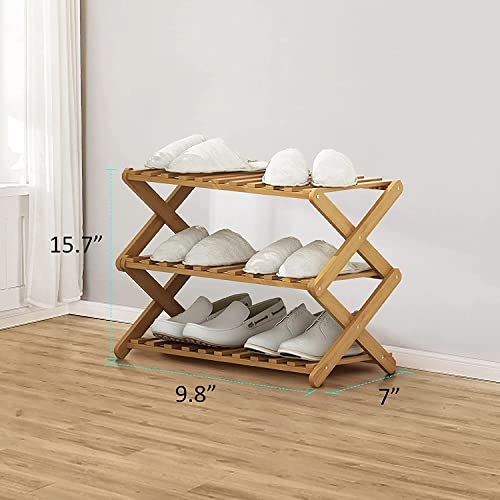 Bamboo Shoe Rack, with 3 Tier Sturdy Shoe Storage Cabinet, Space Saving Convenient Small Shoe Racks Cupboards for Hallways Outdoor Entryway Living Room Bedroom 2 Bamboo Shoe Rack, with 3 Tier Sturdy Shoe Storage Cabinet, Space Saving Convenient Small Shoe Racks Cupboards for Hallways Outdoor Entryway Living Room Bedroom - Image 2