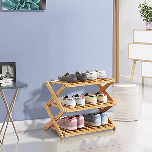 Bamboo Shoe Rack, with 3 Tier Sturdy Shoe Storage Cabinet, Space Saving Convenient Small Shoe Racks Cupboards for Hallways Outdoor Entryway Living Room Bedroom 6 Bamboo Shoe Rack, with 3 Tier Sturdy Shoe Storage Cabinet, Space Saving Convenient Small Shoe Racks Cupboards for Hallways Outdoor Entryway Living Room Bedroom - Image 6