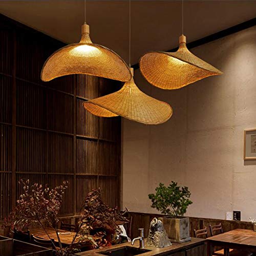 Bamboo Weaving Pendant Light Wicker Lampshade Rattan Handwoven Hanging Lamp Bamboo Country Natural Style Creative Hat-Shaped Chandelier E27 Pendant Lamp for Bedroom Dining Living Room Kitchen,50 cm 2 Bamboo Weaving Pendant Light Wicker Lampshade Rattan Handwoven Hanging Lamp Bamboo Country Natural Style Creative Hat-Shaped Chandelier E27 Pendant Lamp for Bedroom Dining Living Room Kitchen,50 cm - Image 2