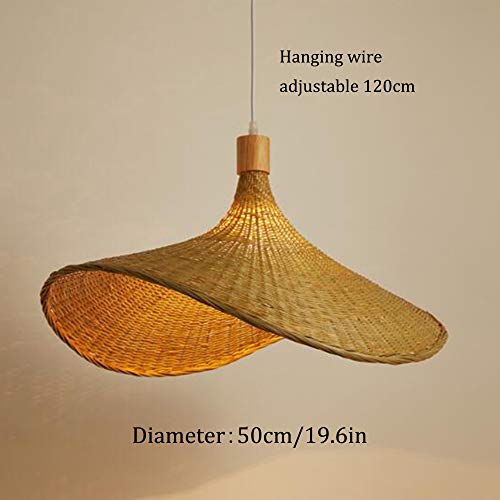 Bamboo Weaving Pendant Light Wicker Lampshade Rattan Handwoven Hanging Lamp Bamboo Country Natural Style Creative Hat-Shaped Chandelier E27 Pendant Lamp for Bedroom Dining Living Room Kitchen,50 cm 3 Bamboo Weaving Pendant Light Wicker Lampshade Rattan Handwoven Hanging Lamp Bamboo Country Natural Style Creative Hat-Shaped Chandelier E27 Pendant Lamp for Bedroom Dining Living Room Kitchen,50 cm - Image 3