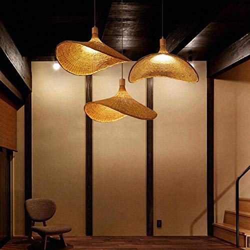 Bamboo Weaving Pendant Light Wicker Lampshade Rattan Handwoven Hanging Lamp Bamboo Country Natural Style Creative Hat-Shaped Chandelier E27 Pendant Lamp for Bedroom Dining Living Room Kitchen,50 cm 4 Bamboo Weaving Pendant Light Wicker Lampshade Rattan Handwoven Hanging Lamp Bamboo Country Natural Style Creative Hat-Shaped Chandelier E27 Pendant Lamp for Bedroom Dining Living Room Kitchen,50 cm - Image 4