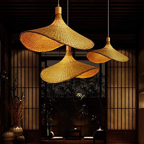 Bamboo Weaving Pendant Light Wicker Lampshade Rattan Handwoven Hanging Lamp Bamboo Country Natural Style Creative Hat-Shaped Chandelier E27 Pendant Lamp for Bedroom Dining Living Room Kitchen,50 cm 5 Bamboo Weaving Pendant Light Wicker Lampshade Rattan Handwoven Hanging Lamp Bamboo Country Natural Style Creative Hat-Shaped Chandelier E27 Pendant Lamp for Bedroom Dining Living Room Kitchen,50 cm - Image 5