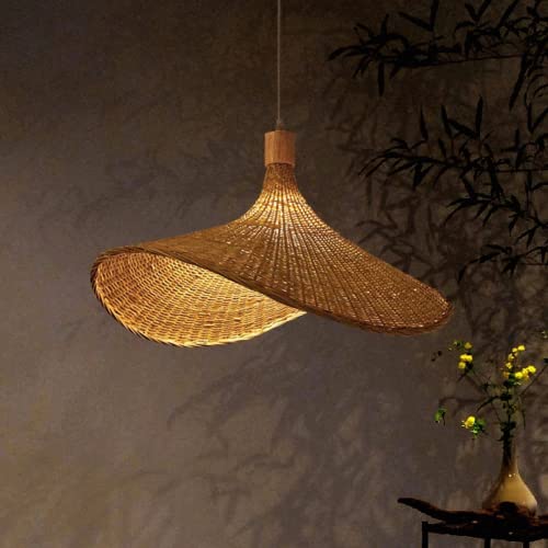 Bamboo Weaving Pendant Light Wicker Lampshade Rattan Handwoven Hanging Lamp Bamboo Country Natural Style Creative Hat-Shaped Chandelier E27 Pendant Lamp for Bedroom Dining Living Room Kitchen,50 cm 1 Bamboo Weaving Pendant Light Wicker Lampshade Rattan Handwoven Hanging Lamp Bamboo Country Natural Style Creative Hat-Shaped Chandelier E27 Pendant Lamp for Bedroom Dining Living Room Kitchen,50 cm