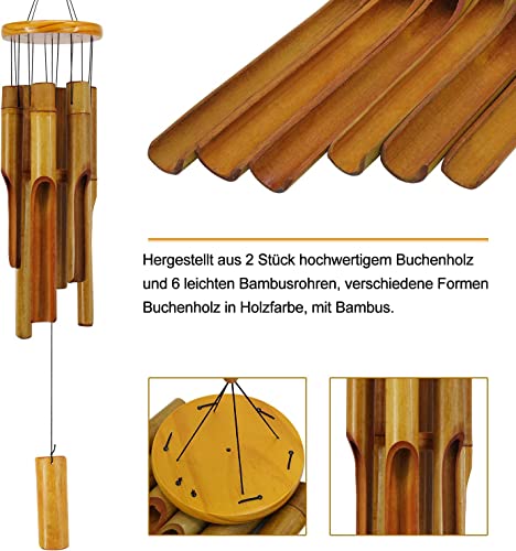 Bamboo Wind Chimes Outdoor,Wooden Wind Chimes with Melody Deep Tone,30" Classic Zen Garden Windchime for Relaxation, Grace.Home Décor for Patio, Garden or Indoor 4 Bamboo Wind Chimes Outdoor,Wooden Wind Chimes with Melody Deep Tone,30" Classic Zen Garden Windchime for Relaxation, Grace.Home Décor for Patio, Garden or Indoor - Image 4