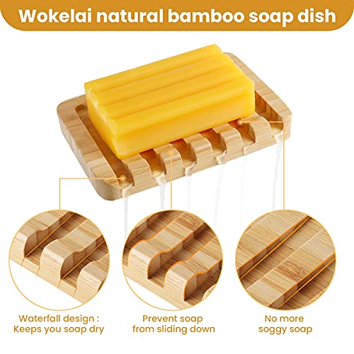 Bamboo Wooden Soap Dish Holder, soap case self draining Waterfall Drain Soap dish Tray bar soap saver for Shower, Bathroom, Kitchen, Bath Tub, Razor, Sponges, Counter Top(2 Pack)) 2 Bamboo Wooden Soap Dish Holder, soap case self draining Waterfall Drain Soap dish Tray bar soap saver for Shower, Bathroom, Kitchen, Bath Tub, Razor, Sponges, Counter Top(2 Pack)) - Image 2