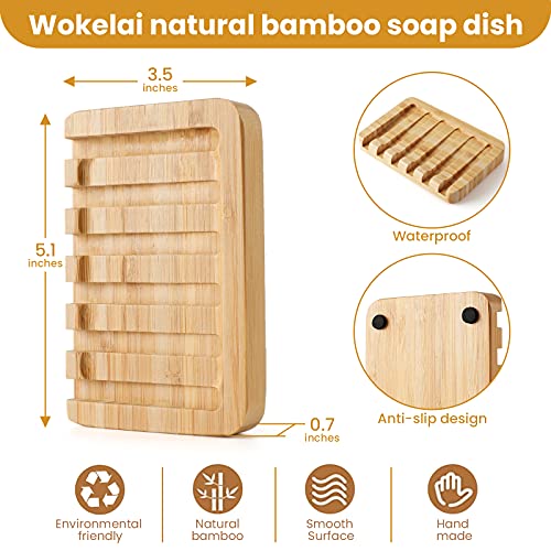 Bamboo Wooden Soap Dish Holder, soap case self draining Waterfall Drain Soap dish Tray bar soap saver for Shower, Bathroom, Kitchen, Bath Tub, Razor, Sponges, Counter Top(2 Pack)) 3 Bamboo Wooden Soap Dish Holder, soap case self draining Waterfall Drain Soap dish Tray bar soap saver for Shower, Bathroom, Kitchen, Bath Tub, Razor, Sponges, Counter Top(2 Pack)) - Image 3