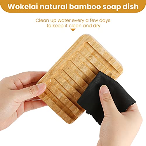 Bamboo Wooden Soap Dish Holder, soap case self draining Waterfall Drain Soap dish Tray bar soap saver for Shower, Bathroom, Kitchen, Bath Tub, Razor, Sponges, Counter Top(2 Pack)) 5 Bamboo Wooden Soap Dish Holder, soap case self draining Waterfall Drain Soap dish Tray bar soap saver for Shower, Bathroom, Kitchen, Bath Tub, Razor, Sponges, Counter Top(2 Pack)) - Image 5