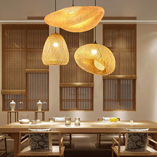 Bamboo Woven Lantern Lampshade Pendant Lamp Retro Style Rattan Chandelier Weaving Natural Ceiling Hanging Light for Dining Room Living Room Restaurant 40x25x20CM (With light source) 2 Bamboo Woven Lantern Lampshade Pendant Lamp Retro Style Rattan Chandelier Weaving Natural Ceiling Hanging Light for Dining Room Living Room Restaurant 40x25x20CM (With light source) - Image 2