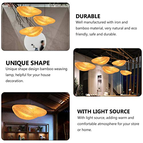 Bamboo Woven Lantern Lampshade Pendant Lamp Retro Style Rattan Chandelier Weaving Natural Ceiling Hanging Light for Dining Room Living Room Restaurant 40x25x20CM (With light source) 4 Bamboo Woven Lantern Lampshade Pendant Lamp Retro Style Rattan Chandelier Weaving Natural Ceiling Hanging Light for Dining Room Living Room Restaurant 40x25x20CM (With light source) - Image 4
