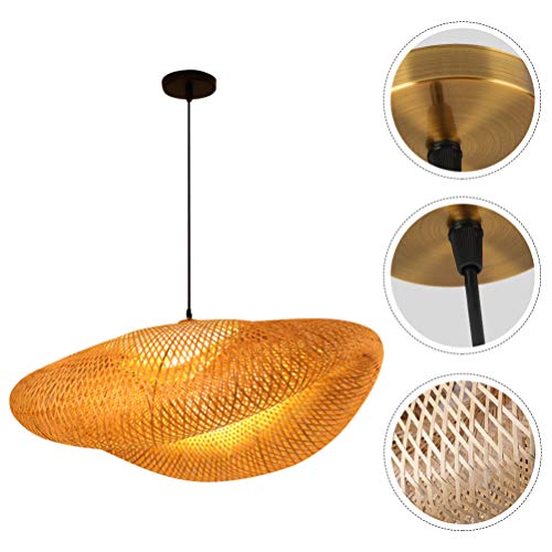 Bamboo Woven Lantern Lampshade Pendant Lamp Retro Style Rattan Chandelier Weaving Natural Ceiling Hanging Light for Dining Room Living Room Restaurant 40x25x20CM (With light source) 6 Bamboo Woven Lantern Lampshade Pendant Lamp Retro Style Rattan Chandelier Weaving Natural Ceiling Hanging Light for Dining Room Living Room Restaurant 40x25x20CM (With light source) - Image 6