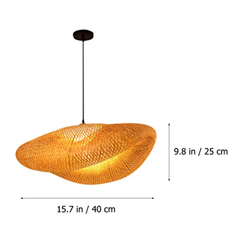 Bamboo Woven Lantern Lampshade Pendant Lamp Retro Style Rattan Chandelier Weaving Natural Ceiling Hanging Light for Dining Room Living Room Restaurant 40x25x20CM (With light source) 7 Bamboo Woven Lantern Lampshade Pendant Lamp Retro Style Rattan Chandelier Weaving Natural Ceiling Hanging Light for Dining Room Living Room Restaurant 40x25x20CM (With light source) - Image 7