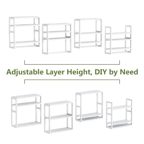 Bamworld Bathroom Shelf Storage Adjustable Bamboo shelf 3 Tiered Over Toilet Rack Bathroom Organizer for Space-Saving Wall Mount Stand Used in the Kitchen Living Room(White) 7 Bamworld Bathroom Shelf Storage Adjustable Bamboo shelf 3 Tiered Over Toilet Rack Bathroom Organizer for Space-Saving Wall Mount Stand Used in the Kitchen Living Room(White) - Image 7