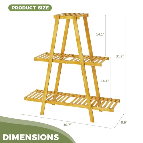 Bamworld Plant Stand For Indoor Outdoor Tiered Plant Shelf 3 Tier 8 Potted Bamboo Flower Holder Ladder Rack For Multiple Triangle Table Plant Pot Stand (Natural 3-Tier) 6 Bamworld Plant Stand For Indoor Outdoor Tiered Plant Shelf 3 Tier 8 Potted Bamboo Flower Holder Ladder Rack For Multiple Triangle Table Plant Pot Stand (Natural 3-Tier) - Image 6