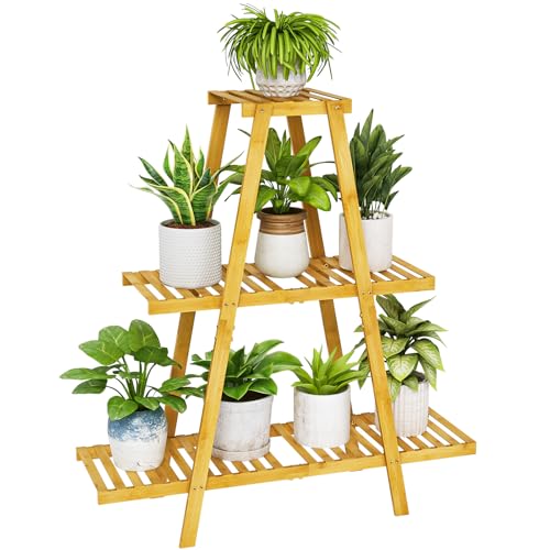 Bamworld Plant Stand For Indoor Outdoor Tiered Plant Shelf 3 Tier 8 Potted Bamboo Flower Holder Ladder Rack For Multiple Triangle Table Plant Pot Stand (Natural 3-Tier) 1 Bamworld Plant Stand For Indoor Outdoor Tiered Plant Shelf 3 Tier 8 Potted Bamboo Flower Holder Ladder Rack For Multiple Triangle Table Plant Pot Stand (Natural 3-Tier)