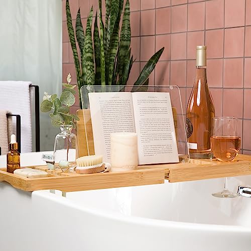 Bathtub Caddy Tray | Holds Book Open with Removable Water Shield | Bath Tub Tray Table | Extendable Bathtub Trays for Tub | Bath Tray for Bathtub with Wine Holder | Tub Tray for Bathtub 2 Bathtub Caddy Tray | Holds Book Open with Removable Water Shield | Bath Tub Tray Table | Extendable Bathtub Trays for Tub | Bath Tray for Bathtub with Wine Holder | Tub Tray for Bathtub - Image 2