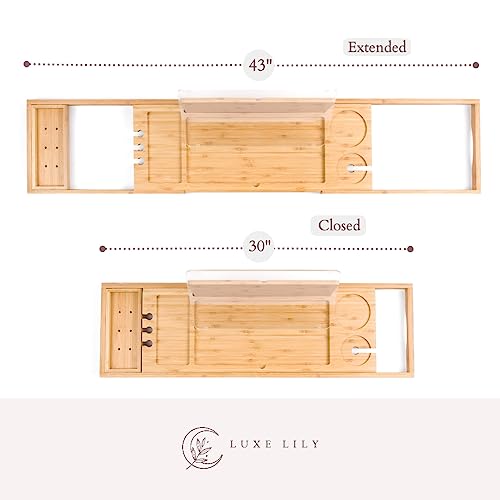 Bathtub Caddy Tray | Holds Book Open with Removable Water Shield | Bath Tub Tray Table | Extendable Bathtub Trays for Tub | Bath Tray for Bathtub with Wine Holder | Tub Tray for Bathtub 5 Bathtub Caddy Tray | Holds Book Open with Removable Water Shield | Bath Tub Tray Table | Extendable Bathtub Trays for Tub | Bath Tray for Bathtub with Wine Holder | Tub Tray for Bathtub - Image 5