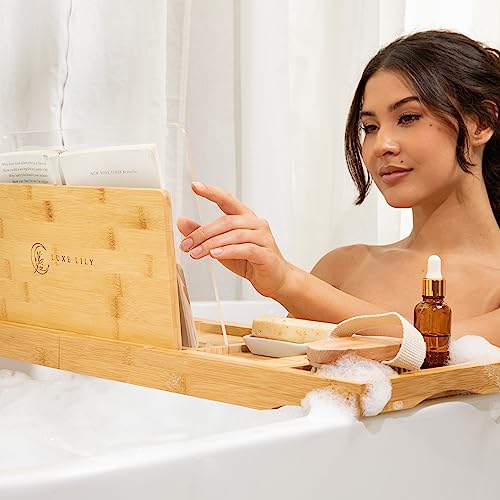 Bathtub Caddy Tray | Holds Book Open with Removable Water Shield | Bath Tub Tray Table | Extendable Bathtub Trays for Tub | Bath Tray for Bathtub with Wine Holder | Tub Tray for Bathtub 6 Bathtub Caddy Tray | Holds Book Open with Removable Water Shield | Bath Tub Tray Table | Extendable Bathtub Trays for Tub | Bath Tray for Bathtub with Wine Holder | Tub Tray for Bathtub - Image 6