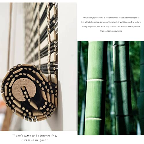 Black Bamboo Slat Roll Up Blind, Natural Bamboo Roller Blind, Wood Window Shades Blinds, Light Filtering Custom Roman Shades, Indoor/Outdoor Breathable Decorative Curtain (W90xH100cm/36x39in) - Image 2
