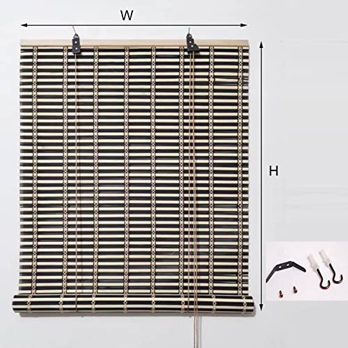 Black Bamboo Slat Roll Up Blind, Natural Bamboo Roller Blind, Wood Window Shades Blinds, Light Filtering Custom Roman Shades, Indoor/Outdoor Breathable Decorative Curtain (W90xH100cm/36x39in) - Image 4