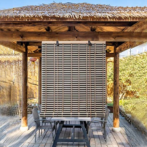 Black Bamboo Slat Roll Up Blind, Natural Bamboo Roller Blind, Wood Window Shades Blinds, Light Filtering Custom Roman Shades, Indoor/Outdoor Breathable Decorative Curtain (W90xH100cm/36x39in) - Image 5