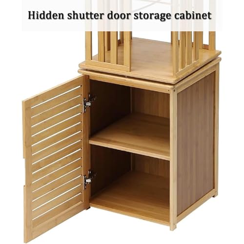 Bookshelf Tower, Freestanding 360° Rotating Bookshelf, Bamboo Tall Bookshelves Storage Shelf with Locker, Floor Standing Narrow Book Shelf Organizer, for Home/Office 5 Bookshelf Tower, Freestanding 360° Rotating Bookshelf, Bamboo Tall Bookshelves Storage Shelf with Locker, Floor Standing Narrow Book Shelf Organizer, for Home/Office - Image 5