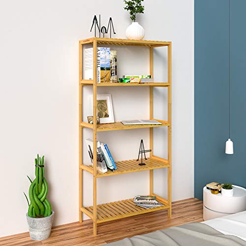 CASARIA® Bamboo Standing Shelf Unit | 5 Tiers | Height Adjustable Bathroom Storage Shelves | Wardrobe Shoe Rack | Lounge Kitchen Hallway | Plant Stand Book Shelf Towel Rack | 130 x 60 x 26 cm 2 CASARIA® Bamboo Standing Shelf Unit | 5 Tiers | Height Adjustable Bathroom Storage Shelves | Wardrobe Shoe Rack | Lounge Kitchen Hallway | Plant Stand Book Shelf Towel Rack | 130 x 60 x 26 cm - Image 2