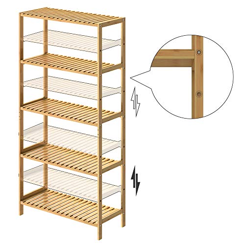 CASARIA® Bamboo Standing Shelf Unit | 5 Tiers | Height Adjustable Bathroom Storage Shelves | Wardrobe Shoe Rack | Lounge Kitchen Hallway | Plant Stand Book Shelf Towel Rack | 130 x 60 x 26 cm 4 CASARIA® Bamboo Standing Shelf Unit | 5 Tiers | Height Adjustable Bathroom Storage Shelves | Wardrobe Shoe Rack | Lounge Kitchen Hallway | Plant Stand Book Shelf Towel Rack | 130 x 60 x 26 cm - Image 4