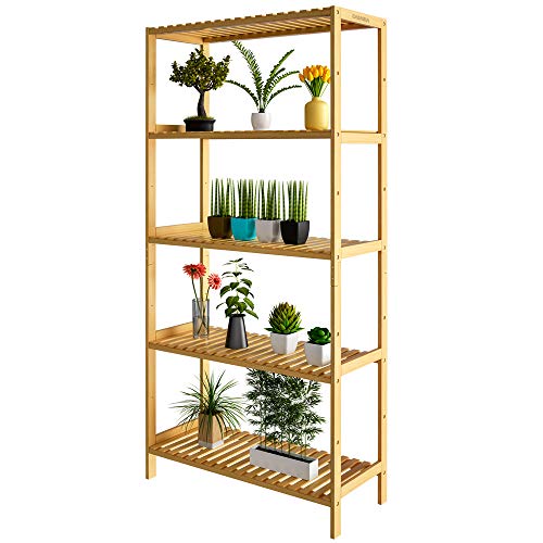 CASARIA® Bamboo Standing Shelf Unit | 5 Tiers | Height Adjustable Bathroom Storage Shelves | Wardrobe Shoe Rack | Lounge Kitchen Hallway | Plant Stand Book Shelf Towel Rack | 130 x 60 x 26 cm 5 CASARIA® Bamboo Standing Shelf Unit | 5 Tiers | Height Adjustable Bathroom Storage Shelves | Wardrobe Shoe Rack | Lounge Kitchen Hallway | Plant Stand Book Shelf Towel Rack | 130 x 60 x 26 cm - Image 5