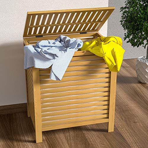 CASARIA® Bamboo Laundry Basket | 62L Capacity | Removable Cotton Liner | Ventilated Design to Prevent Odours | Sturdy & Moisture-Resistant | Ideal for Bathroom, Bedroom & More 2 CASARIA® Bamboo Laundry Basket | 62L Capacity | Removable Cotton Liner | Ventilated Design to Prevent Odours | Sturdy & Moisture-Resistant | Ideal for Bathroom, Bedroom & More - Image 2
