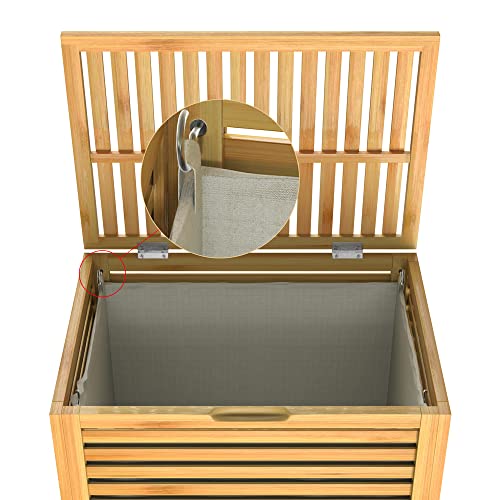 CASARIA® Bamboo Laundry Basket | 62L Capacity | Removable Cotton Liner | Ventilated Design to Prevent Odours | Sturdy & Moisture-Resistant | Ideal for Bathroom, Bedroom & More 4 CASARIA® Bamboo Laundry Basket | 62L Capacity | Removable Cotton Liner | Ventilated Design to Prevent Odours | Sturdy & Moisture-Resistant | Ideal for Bathroom, Bedroom & More - Image 4
