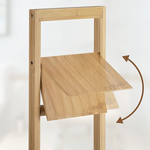 CASARIA® Toilet Accessory Set | Bamboo Toilet Paper Roll Holder | Standing Toilet Brush | Splash Guard | Bathroom Stand Set | Freestanding WC Butler | 83x24.5x20cm | Natural Brown 4 CASARIA® Toilet Accessory Set | Bamboo Toilet Paper Roll Holder | Standing Toilet Brush | Splash Guard | Bathroom Stand Set | Freestanding WC Butler | 83x24.5x20cm | Natural Brown - Image 4