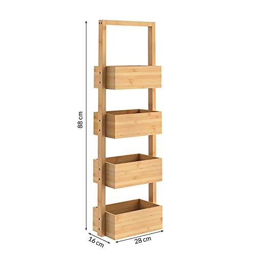 CASARIA® Bathroom Storage Shelves | 4 Tier Brown Bamboo Rack | Free Standing Wooden Basket | Bath Shelf | Shower Storage | Sauna | Spa | 88 x 16 x 28cm 3 CASARIA® Bathroom Storage Shelves | 4 Tier Brown Bamboo Rack | Free Standing Wooden Basket | Bath Shelf | Shower Storage | Sauna | Spa | 88 x 16 x 28cm - Image 3