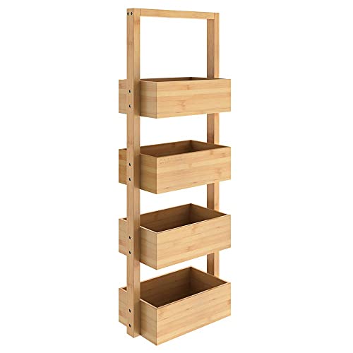 CASARIA® Bathroom Storage Shelves | 4 Tier Brown Bamboo Rack | Free Standing Wooden Basket | Bath Shelf | Shower Storage | Sauna | Spa | 88 x 16 x 28cm 4 CASARIA® Bathroom Storage Shelves | 4 Tier Brown Bamboo Rack | Free Standing Wooden Basket | Bath Shelf | Shower Storage | Sauna | Spa | 88 x 16 x 28cm - Image 4