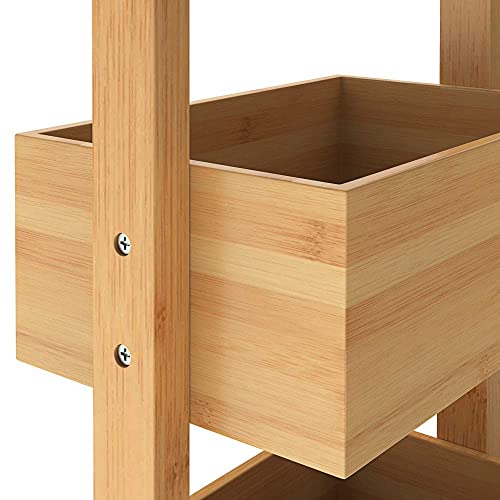 CASARIA® Bathroom Storage Shelves | 4 Tier Brown Bamboo Rack | Free Standing Wooden Basket | Bath Shelf | Shower Storage | Sauna | Spa | 88 x 16 x 28cm 5 CASARIA® Bathroom Storage Shelves | 4 Tier Brown Bamboo Rack | Free Standing Wooden Basket | Bath Shelf | Shower Storage | Sauna | Spa | 88 x 16 x 28cm - Image 5