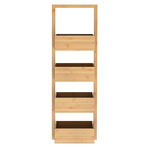 CASARIA® Bathroom Storage Shelves | 4 Tier Brown Bamboo Rack | Free Standing Wooden Basket | Bath Shelf | Shower Storage | Sauna | Spa | 88 x 16 x 28cm 7 CASARIA® Bathroom Storage Shelves | 4 Tier Brown Bamboo Rack | Free Standing Wooden Basket | Bath Shelf | Shower Storage | Sauna | Spa | 88 x 16 x 28cm - Image 7