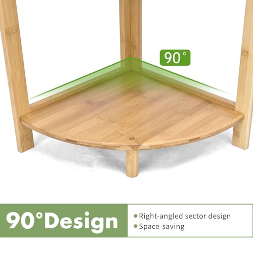 CASART 3-Tier Corner Shelf, Bamboo Freestanding Storage Shelf, Small Ladder Shelving Unit Multipurpose Storage Rack for Living Room Bedroom Bathroom Balcony 5 CASART 3-Tier Corner Shelf, Bamboo Freestanding Storage Shelf, Small Ladder Shelving Unit Multipurpose Storage Rack for Living Room Bedroom Bathroom Balcony - Image 5