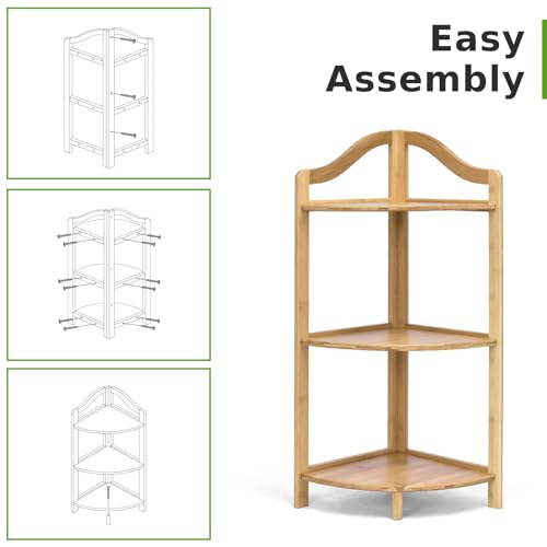 CASART 3-Tier Corner Shelf, Bamboo Freestanding Storage Shelf, Small Ladder Shelving Unit Multipurpose Storage Rack for Living Room Bedroom Bathroom Balcony 7 CASART 3-Tier Corner Shelf, Bamboo Freestanding Storage Shelf, Small Ladder Shelving Unit Multipurpose Storage Rack for Living Room Bedroom Bathroom Balcony - Image 7