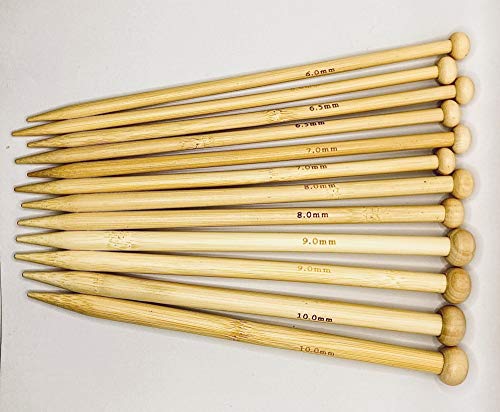 CHSYOO 36 Pieces Bamboo Single Pointed Knitting Needles Set with 18 Sizes, 2.0mm - 10.0mm 1 CHSYOO 36 Pieces Bamboo Single Pointed Knitting Needles Set with 18 Sizes, 2.0mm - 10.0mm