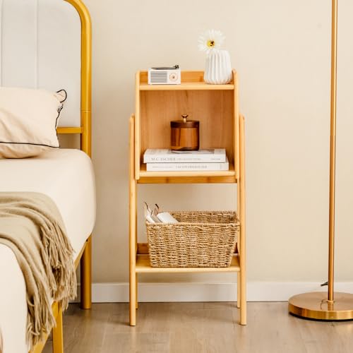 COSTWAY 3/4-Tier Bamboo Bookshelf, Freestanding Storage Shelving Unit Bookcase Stand with Raised Edge Design, Narrow Display Rack Shelf for Living Room Bedroom Office (3-Tier: 37 x 27 x 80cm) 2 COSTWAY 3/4-Tier Bamboo Bookshelf, Freestanding Storage Shelving Unit Bookcase Stand with Raised Edge Design, Narrow Display Rack Shelf for Living Room Bedroom Office (3-Tier: 37 x 27 x 80cm) - Image 2