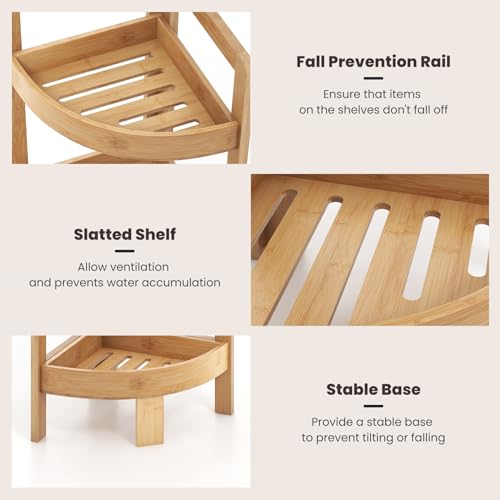 COSTWAY 4-Tier Bamboo Bathroom Shelf, Freestanding Corner Shelf Storage Shelving Unit, Floor Display Rack Organizer for Small Space, Bathroom, Living Room, Kitchen and Balcony, 23x23x80cm, Natural 7 COSTWAY 4-Tier Bamboo Bathroom Shelf, Freestanding Corner Shelf Storage Shelving Unit, Floor Display Rack Organizer for Small Space, Bathroom, Living Room, Kitchen and Balcony, 23x23x80cm, Natural - Image 7