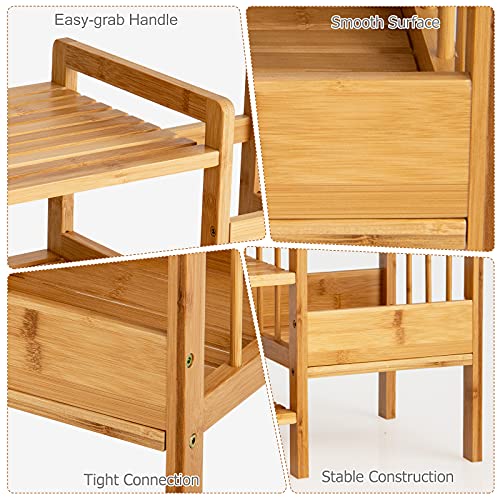 COSTWAY 4-Tier Bamboo Shoe Rack with Umbrella Holder, Freestanding Wooden Shoe Shelf Storage Stand, Home Hallway Entryway Shoes Organiser Unit 6 COSTWAY 4-Tier Bamboo Shoe Rack with Umbrella Holder, Freestanding Wooden Shoe Shelf Storage Stand, Home Hallway Entryway Shoes Organiser Unit - Image 6