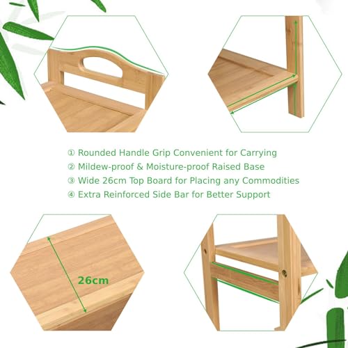 COSTWAY 5-Tier Bamboo Shoe Rack, Freestanding Shoe Shelf Storage Stand with Handles, Shoes Organiser Unit for Hallway, Entryway and Living Room, 67x26x95cm, Natural 4 COSTWAY 5-Tier Bamboo Shoe Rack, Freestanding Shoe Shelf Storage Stand with Handles, Shoes Organiser Unit for Hallway, Entryway and Living Room, 67x26x95cm, Natural - Image 4