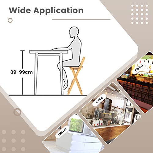 COSTWAY Set of 2 Folding Bar Stool, Bamboo Kitchen Counter Height Stools with Backrest & Footrest, No Assembly Barstool Dining Chairs for Home Bistro, 150kg Weight Capacity (with Backrest, 36x36x84cm) 7 COSTWAY Set of 2 Folding Bar Stool, Bamboo Kitchen Counter Height Stools with Backrest & Footrest, No Assembly Barstool Dining Chairs for Home Bistro, 150kg Weight Capacity (with Backrest, 36x36x84cm) - Image 7