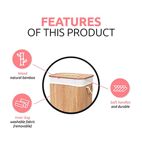 Compactor Ross XXL Rectangular Bamboo Laundry Hamper With Rope Handles - Natural, 40X30X60 cm 2 Compactor Ross XXL Rectangular Bamboo Laundry Hamper With Rope Handles - Natural, 40X30X60 cm - Image 2