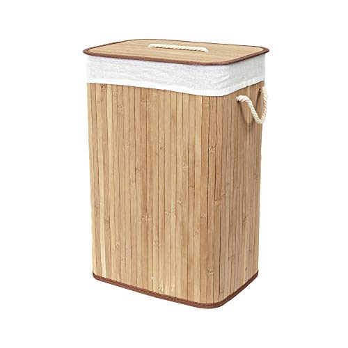 Compactor Ross XXL Rectangular Bamboo Laundry Hamper With Rope Handles - Natural, 40X30X60 cm 1 Compactor Ross XXL Rectangular Bamboo Laundry Hamper With Rope Handles - Natural, 40X30X60 cm