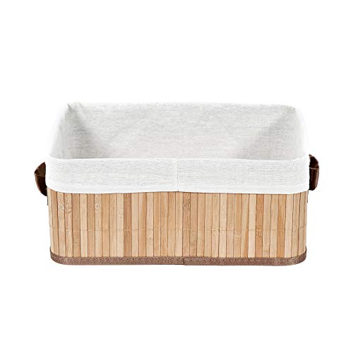 Compactor Joey Bamboo Basket, Medium (35X25X15 cm), Rectangular With Removable Washable Fabric Liner 2 Compactor Joey Bamboo Basket, Medium (35X25X15 cm), Rectangular With Removable Washable Fabric Liner - Image 2