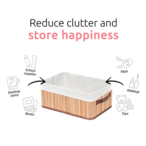 Compactor Joey Bamboo Basket, Medium (35X25X15 cm), Rectangular With Removable Washable Fabric Liner 6 Compactor Joey Bamboo Basket, Medium (35X25X15 cm), Rectangular With Removable Washable Fabric Liner - Image 6