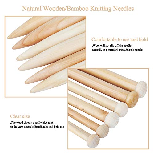 Coopay Chunky Knitting Needles 10mm 35cm Long, Huge Bamboo Knitting Needle for Beginners Large Knitting Project, Jumbo Wooden Knitting Pins for Arthritic Fingers, Lightweight Solid Wood 2 Coopay Chunky Knitting Needles 10mm 35cm Long, Huge Bamboo Knitting Needle for Beginners Large Knitting Project, Jumbo Wooden Knitting Pins for Arthritic Fingers, Lightweight Solid Wood - Image 2